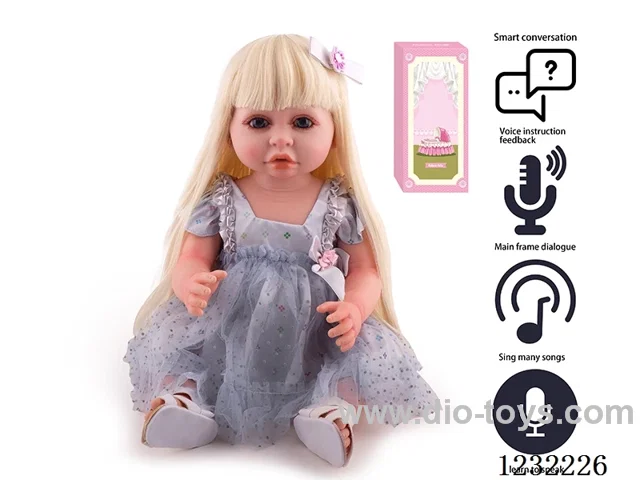 55CM Reborn Doll Advanced Painting Craftsmanship (Wig) Full Body Soft Rubber/Baby Bottle/Magnetic Pacifier/Diaper/Birth Card/Language Dialogue/Repeat Function