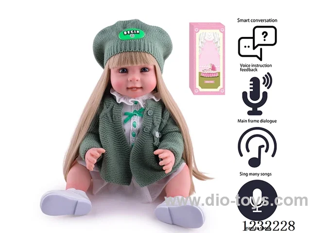 55CM Reborn Doll Advanced Painting Craftsmanship (Wig) Full Body Soft Rubber/Baby Bottle/Magnetic Pacifier/Diaper/Birth Card/Language Dialogue/Repeat Function
