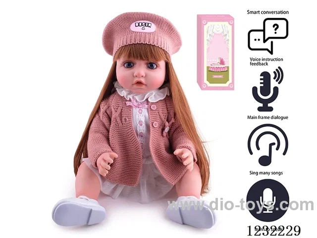 55CM Reborn Doll Advanced Painting Craftsmanship (Wig) Full Body Soft Rubber/Baby Bottle/Magnetic Pacifier/Diaper/Birth Card/Language Dialogue/Repeat Function