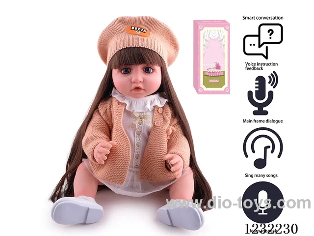 55CM Reborn Doll Advanced Painting Craftsmanship (Wig) Full Body Soft Rubber/Baby Bottle/Magnetic Pacifier/Diaper/Birth Card/Language Dialogue/Repeat Function