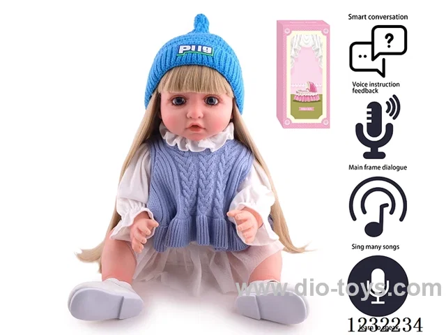 55CM Reborn Doll Advanced Painting Craftsmanship (Wig) Full Body Soft Rubber/Baby Bottle/Magnetic Pacifier/Diaper/Birth Card/Language Dialogue/Repeat Function