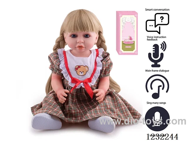 55CM Reborn Doll Advanced Painting Craftsmanship (Wig) Full Body Soft Rubber/Baby Bottle/Magnetic Pacifier/Diaper/Birth Card/Language Dialogue/Repeat Function