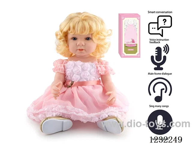 55CM Reborn High Simulation Baby Doll (Wig) Full Body Soft Rubber/Baby Bottle/Magnetic Pacifier/Diaper/Birth Card/Language Dialogue/Repeat