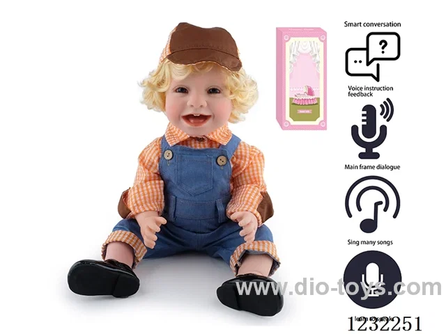 55CM Reborn High Simulation Baby Doll (Wig) Full Body Soft Rubber/Baby Bottle/Magnetic Pacifier/Diaper/Birth Card/Language Dialogue/Repeat