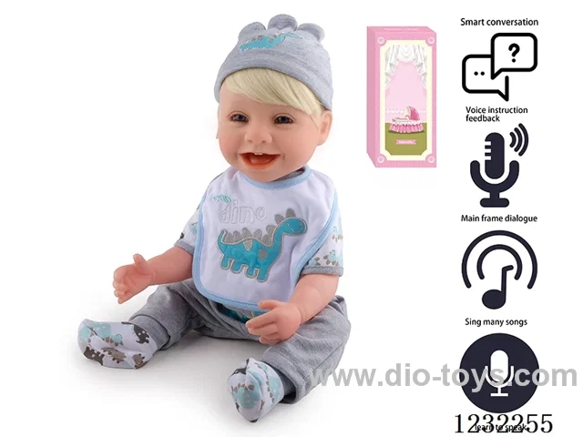 55CM Reborn High Simulation Baby Doll (Wig) Full Body Soft Rubber/Baby Bottle/Magnetic Pacifier/Diaper/Birth Card/Language Dialogue/Repeat