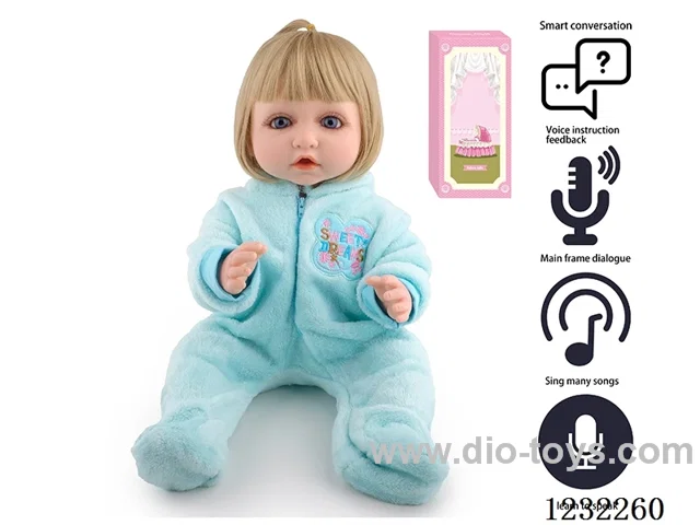 55CM Reborn High Simulation Baby Doll (Wig) Full Body Soft Rubber/Baby Bottle/Magnetic Pacifier/Diaper/Birth Card/Language Dialogue/Repeat