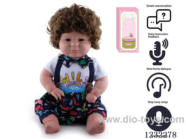 60CM Reborn High Simulation Baby Doll (Machine-implanted Hair) Full Body Soft Rubber/Baby Bottle/Magnetic Pacifier/Diaper/Birth Card/Language Dialogue/Repeat