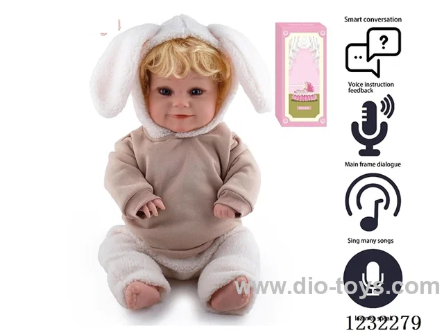 60CM Reborn High Simulation Baby Doll (Machine-planted Hair) Full Body Soft Rubber/Baby Bottle/Magnetic Pacifier/Diapers/Birth Card/Language Dialogue/Repeat
