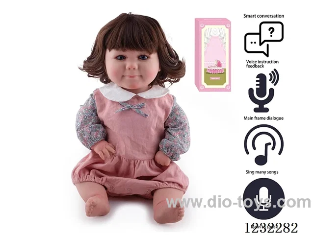 60CM Reborn High Simulation Baby Doll (Wig) Full Body Soft Rubber/Baby Bottle/Magnetic Pacifier/Diapers/Birth Card/Language Dialogue/Repeat