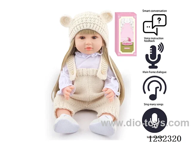 55CM Reborn High Simulation Baby Doll (Wig) Full Body Soft Rubber/Baby Bottle/Magnetic Pacifier/Diaper/Birth Card/Language Dialogue/Repeat