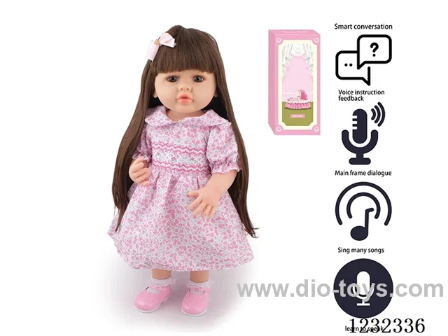 55CM Reborn High Simulation Baby Doll (Wig) Full Body Soft Rubber/Baby Bottle/Magnetic Pacifier/Diaper/Birth Card/Language Dialogue/Repeat