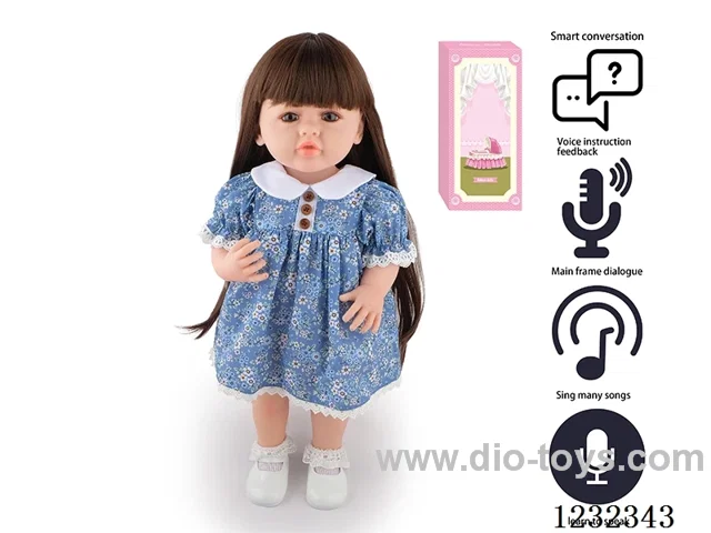 55CM Reborn High Simulation Baby Doll (Wig) Full Body Soft Rubber/Baby Bottle/Magnetic Pacifier/Diaper/Birth Card/Language Dialogue/Repeat