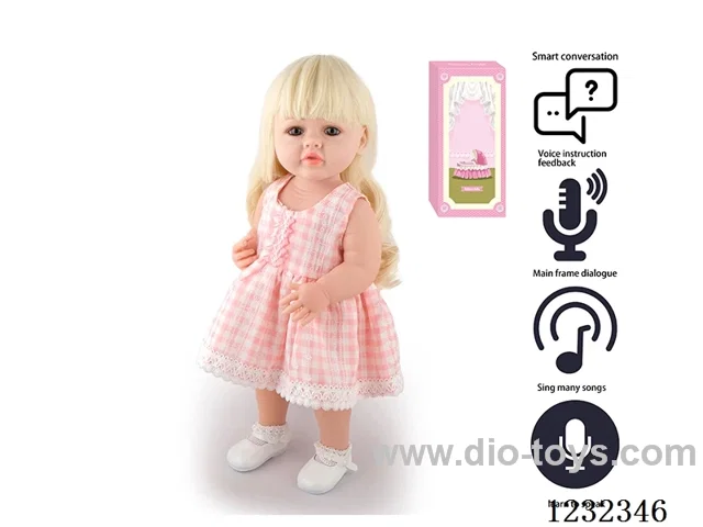 55CM Reborn High Simulation Baby Doll (Wig) Full Body Soft Rubber/Baby Bottle/Magnetic Pacifier/Diaper/Birth Card/Language Dialogue/Repeat
