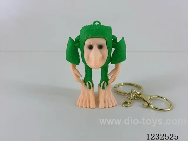 7CM Big Face Monster Keychain with Gold Ring