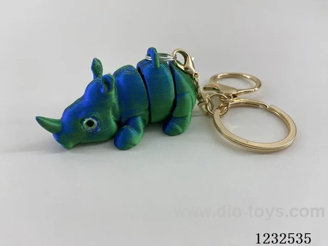 6CM Rhino Keychain Gold Ring