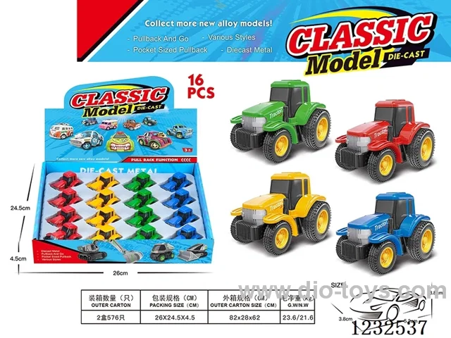 Alloy pull-back farmer's car 16PCS
