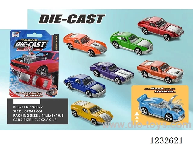 1:64 Alloy Free Wheel Car with Opening Hood (1 PCS)
