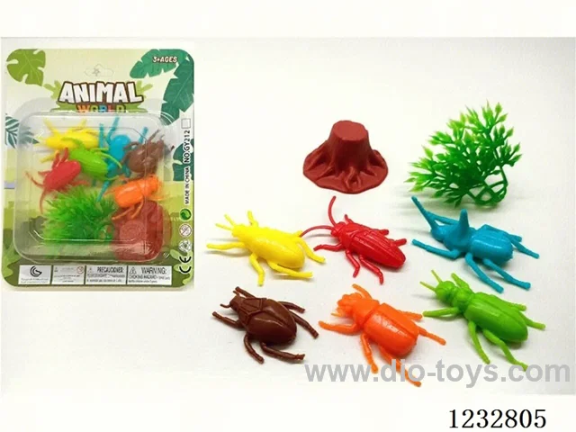 PVC Solid Color Unicorn Beetle 6-Piece Insect Set