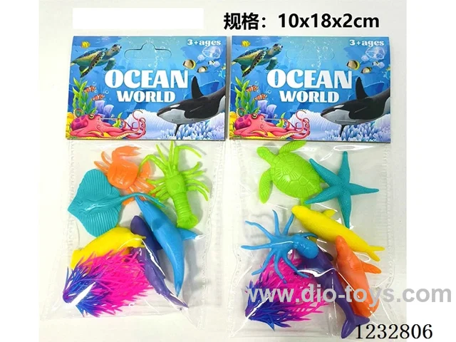 PVC Solid Color Marine Animal 6-Piece Set