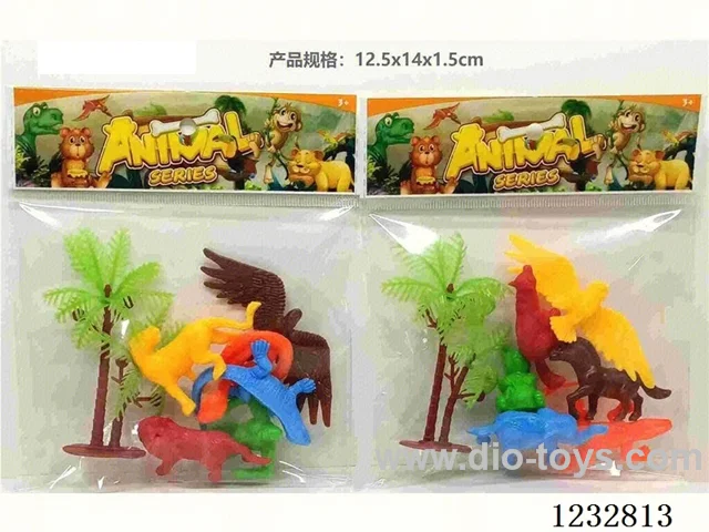 Set of 6 PVC solid color animals such as elephants, lions, and eagles