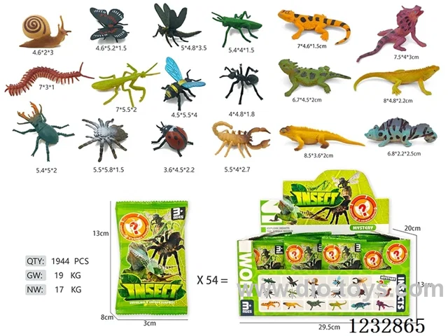 Solid Model Insect Lizard Blind Bag 54PCS
