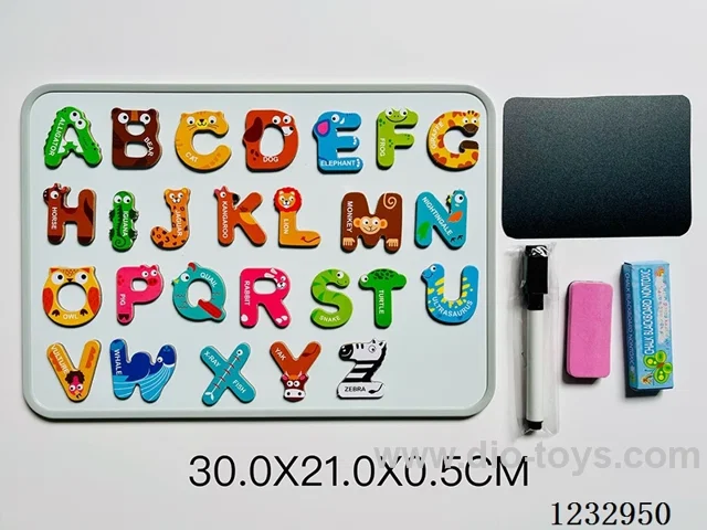 Double-Sided Magnetic Whiteboard with 26 English Animal Letters (Double-Sided Iron Plate)