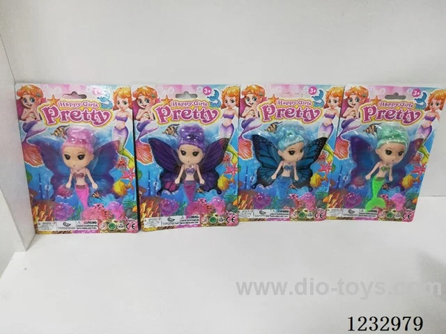 Little Mermaid with wings and 2 accessories (four colors mixed)
