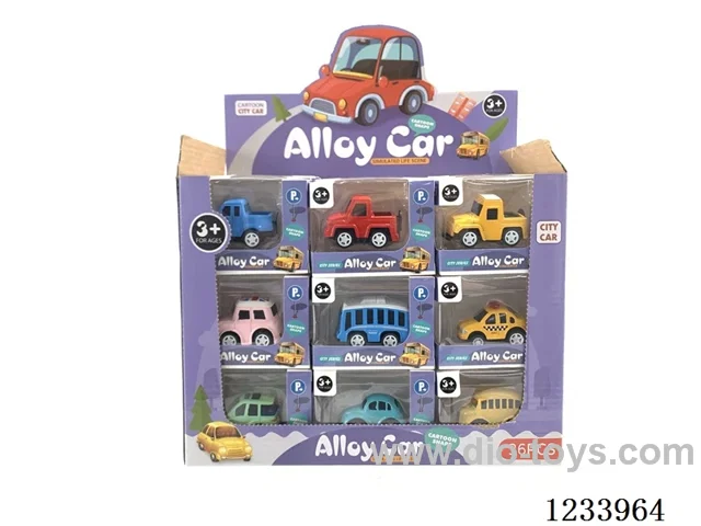 Alloy Pull Back Cartoon Mini School Bus 36PCS