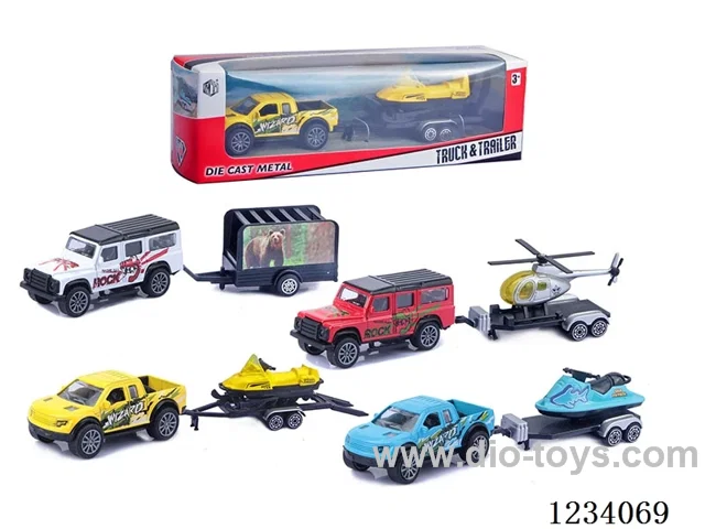 Alloy Pull Back Land Rover Pickup Truck + Tow