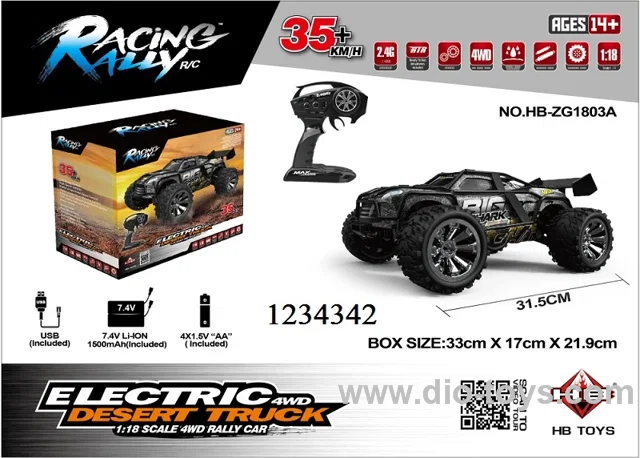 1：18 RC high speed 2.4GHZ full scale 4 C racing car toy in color box