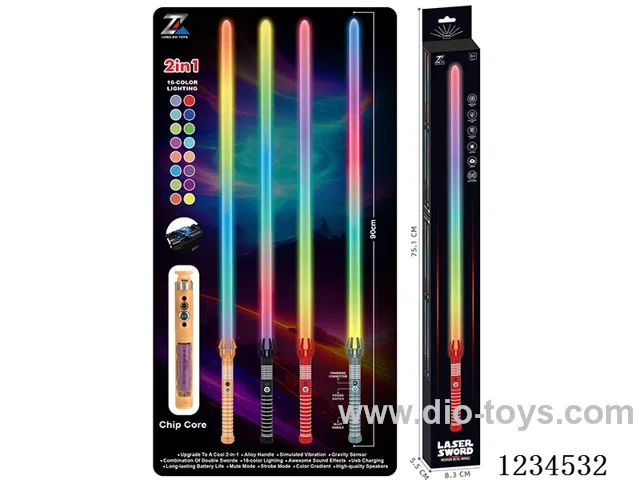 Alloy laser sword with gravity sensor vibration - 16 colors - battery included(90CM)