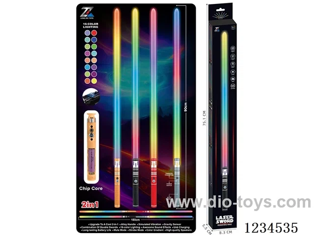 Alloy laser sword with gravity sensor vibration - 16 colors - battery included(2PCS, combined length 180 cm)