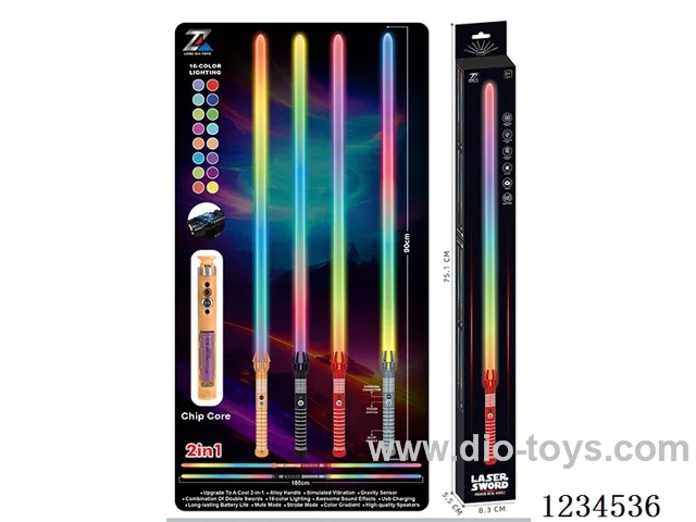 Alloy laser sword with gravity sensor vibration - 16 colors - battery included(2PCS, combined length 180 cm)