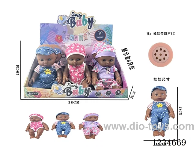 12-inch 5-joint full-body PVC rubber 3D eye doll with 4-sound IC 6PCS