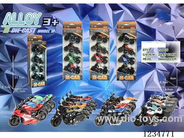 1:16 pull back alloy motorcycles 4PCS
