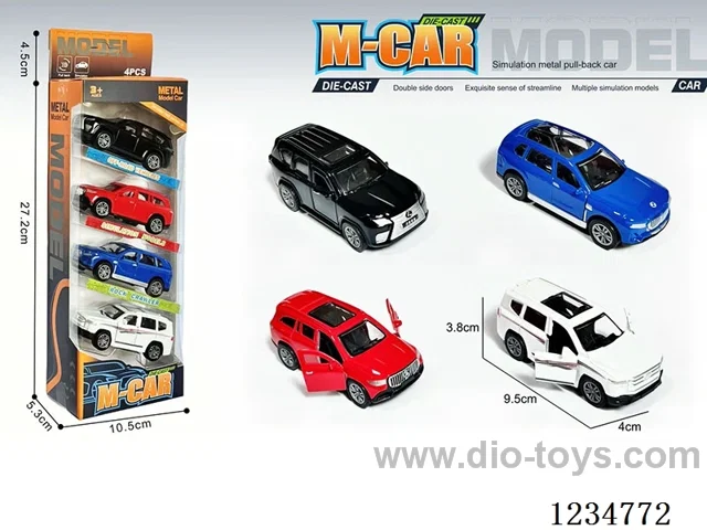 1:43 pull back alloy car 4PCS