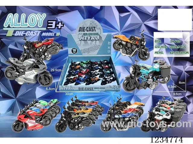 1:16 pull back alloy motorcycles 12PCS