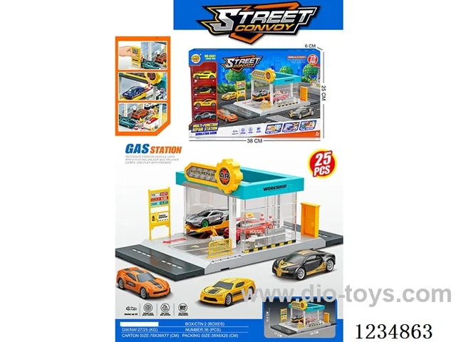 City garage with 4 alloy cars (parking lot)