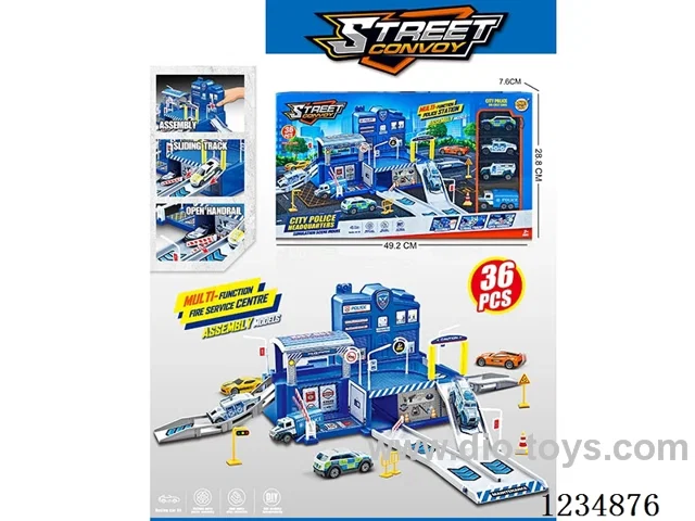 City alloy police station parking lot (with 4 alloy cars)