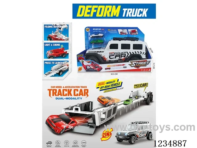 Ejectable Storage Off-Road Vehicle Transformation Track W L/M/2PCS alloy car(included 3*AG13)