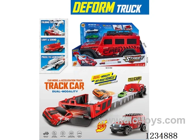 Ejectable Storage Off-Road Vehicle Transformation Track W L/M/2PCS alloy car(included 3*AG13)