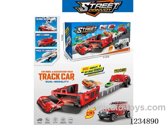 Ejectable Storage Off-Road Vehicle Transformation Track W L/M/2PCS alloy car(included 3*AG13)