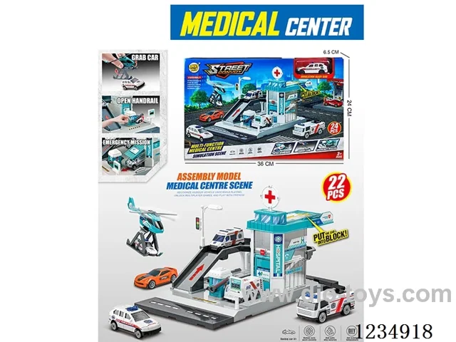 City Hospital with 1 alloy car (parking lot)