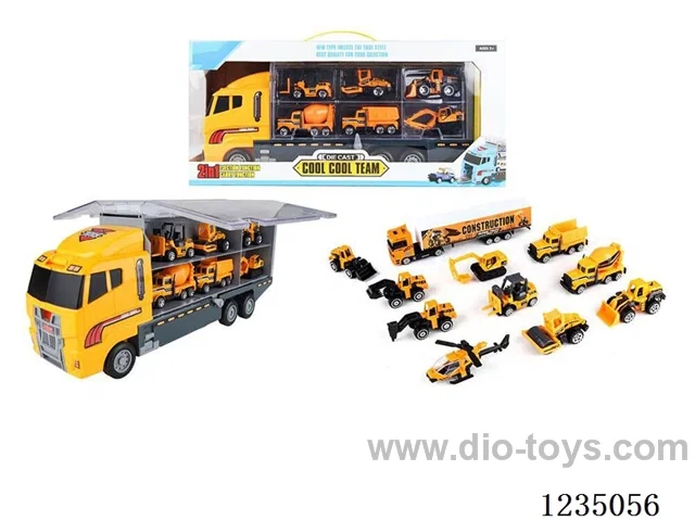 Free wheel container truck with 11 alloy engineering vehicles (double-sided)