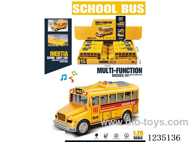 1:20 Small City School Bus (Inertia & Lights and Music) 6PCS included battery
