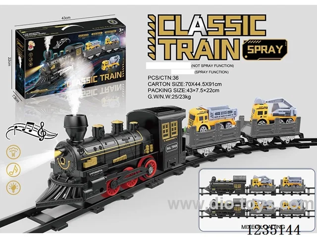 B/O Track Train With Spray (Locomotive + 2 Trailers: 2 Construction Vehicles) W L/M, 4*AA Batteries Not Included