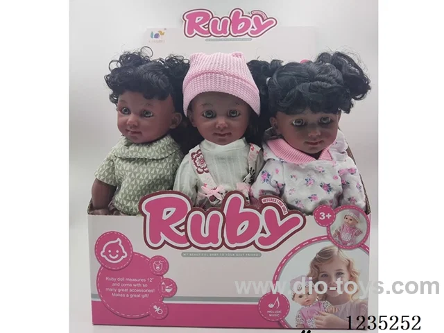 12-inch blow molded singing black doll 9PCS (3 sets of clothes)included battery