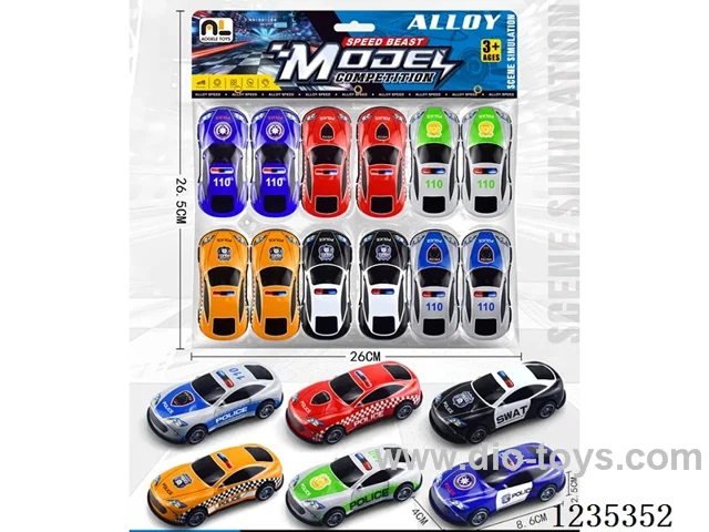 Pull Back Alloy 12 PCS 8.6CM Police Car