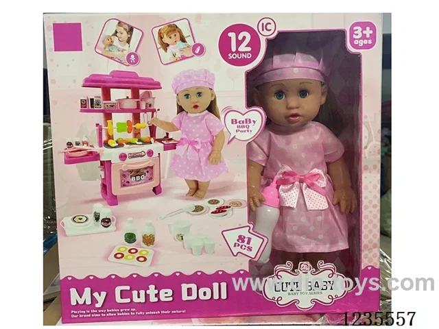14-inch Living Eye Empty Body Doll(with IC included battery) Kitchen Set