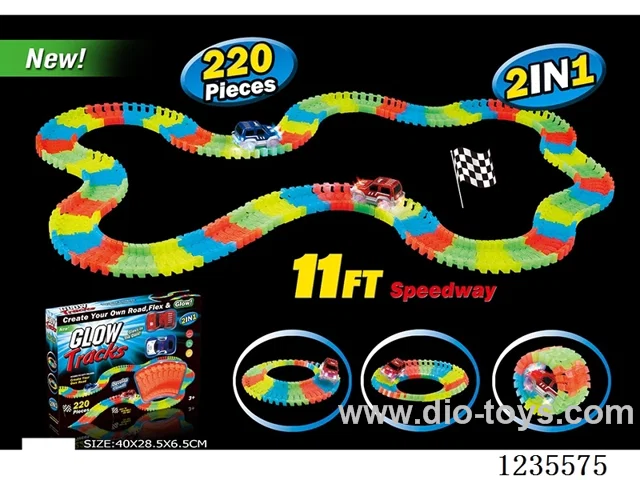 Glow-in-the-dark B/O track 2 cars